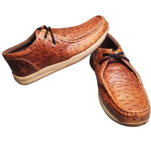 Roper Men's Ostrich Print Leather Clearcut Low Casual Shoes Moc Toe 10.5 EE.